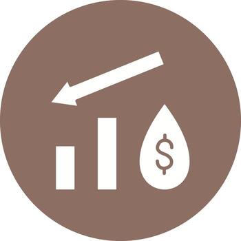 Oil Price Decrease Glyph Circle Background Icon vector