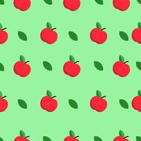 patrón sin costuras de frutas de manzana roja con fondo verde. ilustración vectorial vector