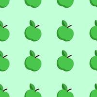 patrón sin costuras de frutas de manzana verde con fondo verde pastel. ilustración vectorial