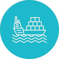 Cargo Ship Line Circle Background Icon vector