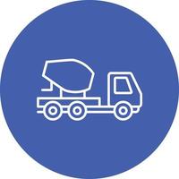 Concrete Mixer Truck Line Circle Background Icon vector