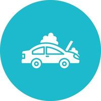 Broken Car Glyph Circle Background Icon vector