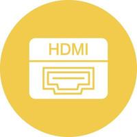 icono de fondo de círculo de glifo de puerto hdmi vector