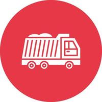 Dump Truck Line Circle Background Icon vector