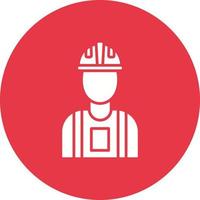 Construction Worker Line Circle Background Icon vector