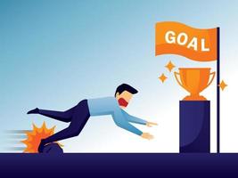 the man stumble and can't go to the goal illustration vector. vector