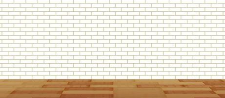 brick wall with wood floor background. vector