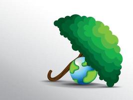tree saves the earth from global warming illustration vector with copy space.