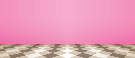 lindo piso marrón con vector de pared rosa.
