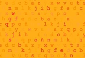Light yellow, orange vector background with signs of alphabet.