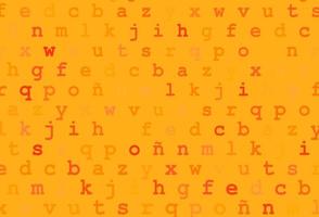 Light yellow, orange vector background with signs of alphabet.