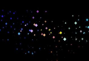 Dark multicolor, rainbow vector template with crystals, circles, squares.