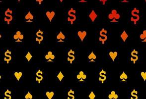 Dark orange vector template with poker symbols.