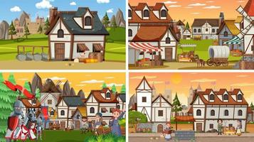 Set of different scene medieval vector