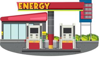 Gas station scene on white background vector