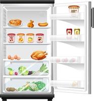 Refrigerator with lots of food vector