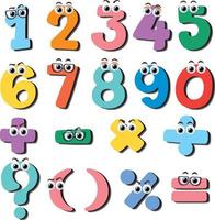 A set of number and math icon vector