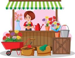 Flea market concept with plant shop vector