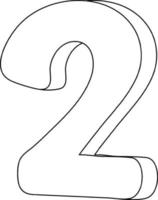 Number two doodle outline for colouring vector