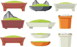 Set of different empty flowerpot vector