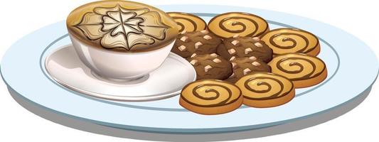 galletas y café en un plato vector