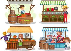 Flea market concept with set of different stores vector