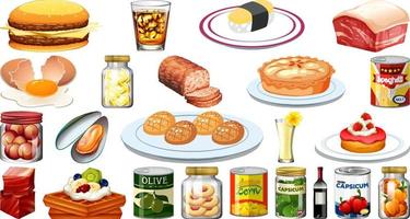 Set of different foods vector