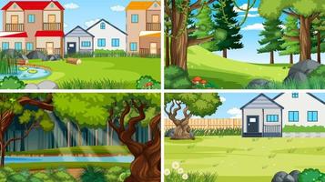 Nature scene with many trees and houses vector