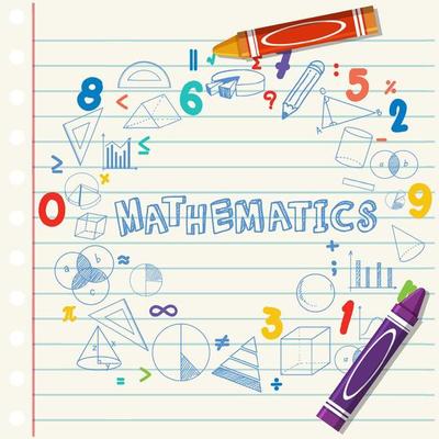 Doodle math formula with Mathematics font on notebook page