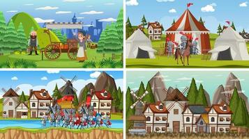 Set of different scene medieval vector