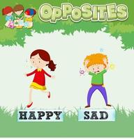 Opposite words for happy and sad vector