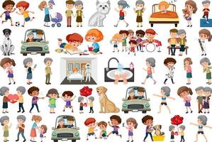 Set of different activities people in cartoon style vector