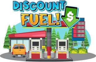 Gas station with discount fuel word logo vector