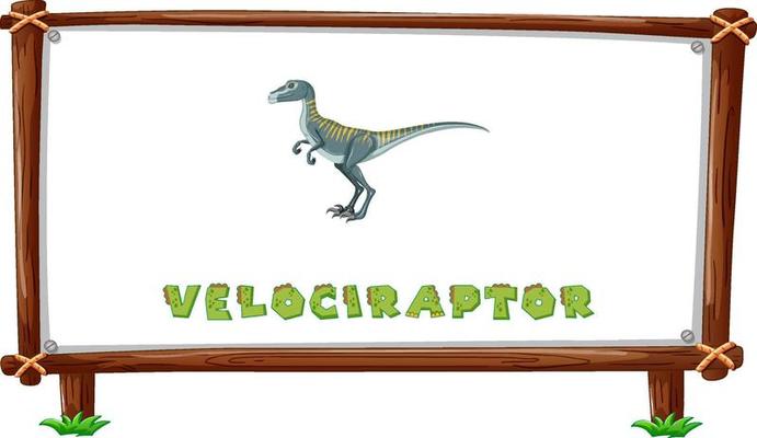 Frame template with dinosaurs and text velociraptor design inside