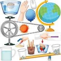 Different science equipments on white background vector