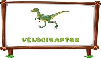 plantilla de marco con dinosaurios y diseño de velociraptor de texto dentro vector