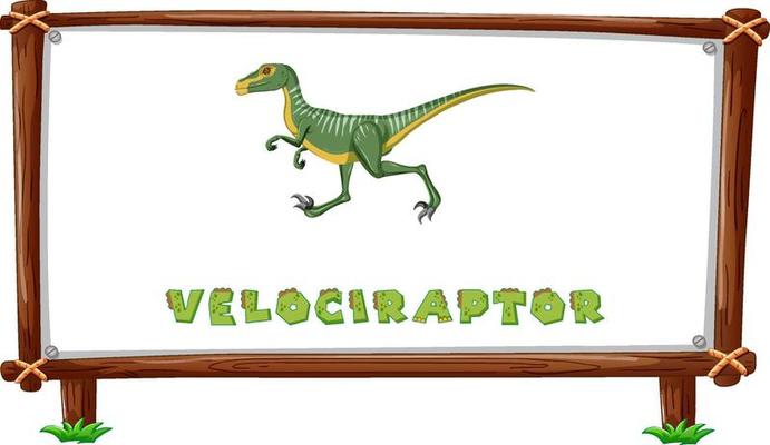 Frame template with dinosaurs and text velociraptor design inside