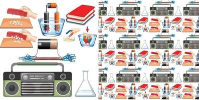 Seamless background with science tools vector