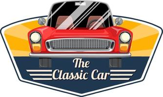 The classic car concept with old car front view vector