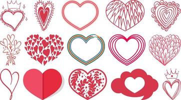 Different style of hearts isolated on white background vector