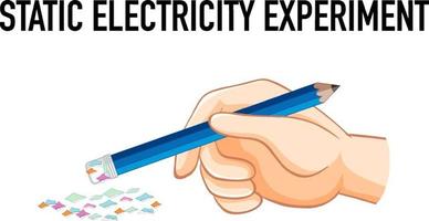 Static electricity experiment with pencil and pieces of paper vector