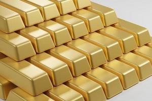 Gold bars and Financial concept On Grey Background 3d rendering photo