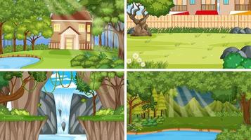 Nature scene with many trees and houses vector