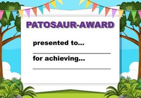 Certificate template with dinosaur award vector