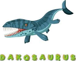 wordcard de dinosaurio para dakosaurus vector