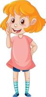 A girl standing on the floor cartoon character on white background vector