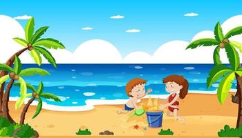 Scene with people on the beach vector