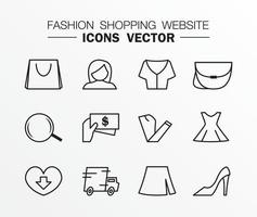 Fashion shopping website icons vector. Fashion symbols. vector