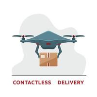 Drone Delivery Concept. Contactless Delivery. vector