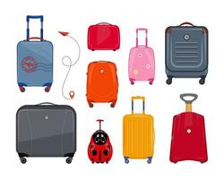 Travel Concept. Set of Colorful Suitcases. vector